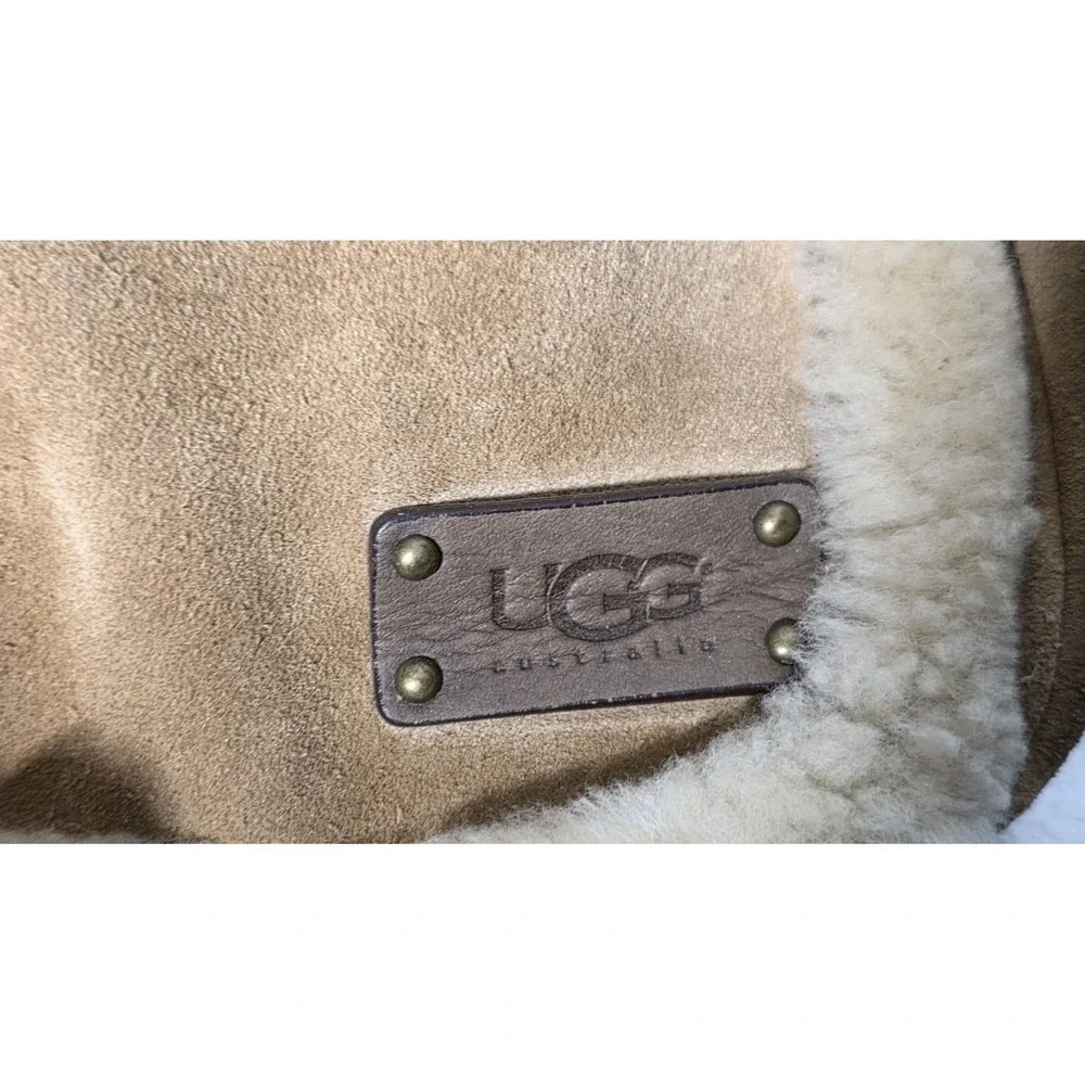 Vintage UGG Australia Shoulder Bag Brown Leather Suede Shearling‎ Classy Brass